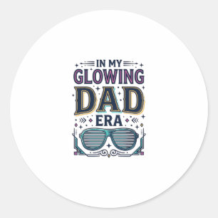 Glowing Dad Era Retro Neon Sonnenbrille Shirt_1 Runder Aufkleber