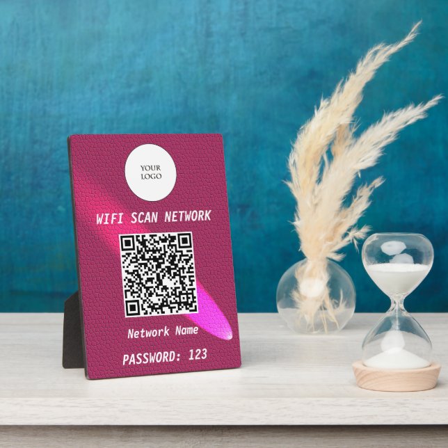 Glowing Deep Pink Leather Free Wifi Scan & QR Code Fotoplatte (Seite)