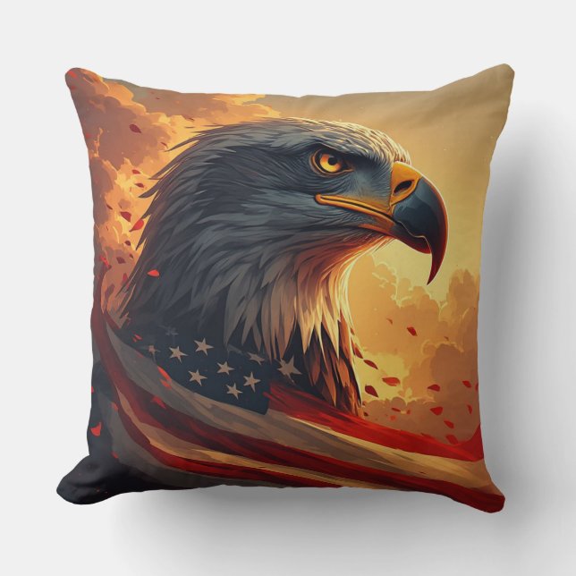 Glowing Flag Patriotic Eagle USA Pride Kissen (Vorderseite)