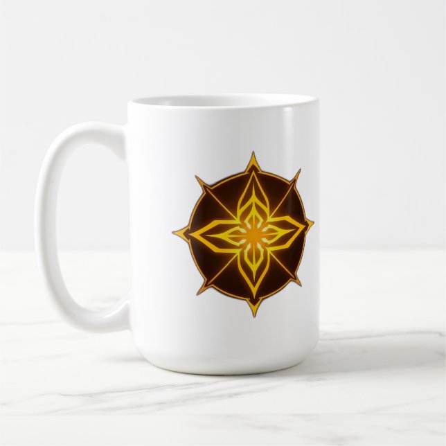 Glowing Golden Compass Rose on Dark Circle Kaffeetasse (Links)