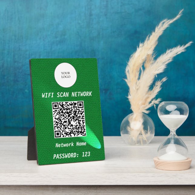 Glowing Green Leather Free Wifi Scan & QR Code Fotoplatte (Seite)
