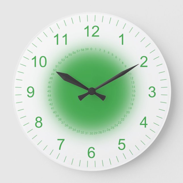 Glowing Green on White Große Wanduhr (Vorderseite)