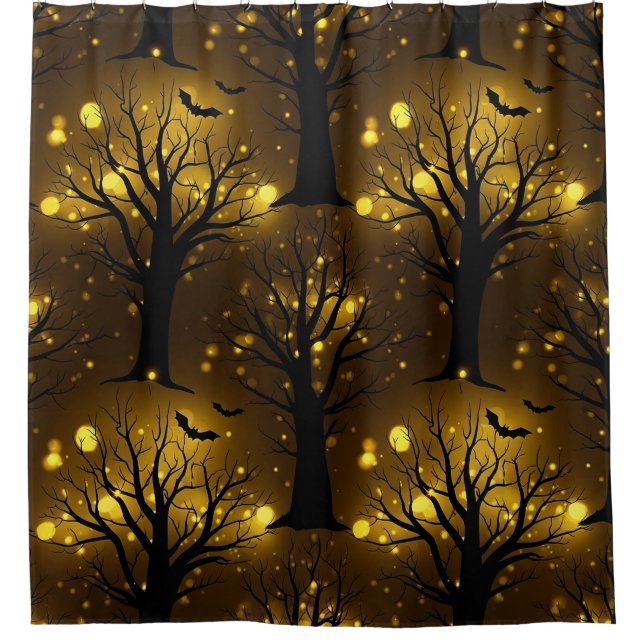 Glowing Haunted Forest Bokeh - Night Trees Duschvorhang (Vorderseite)