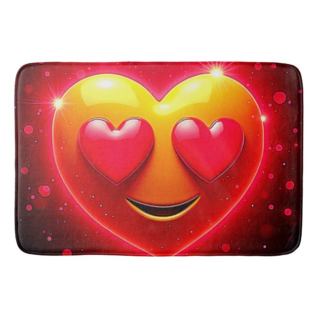 Glowing Heart Eyes Emotion Badematte (Vorderseite)