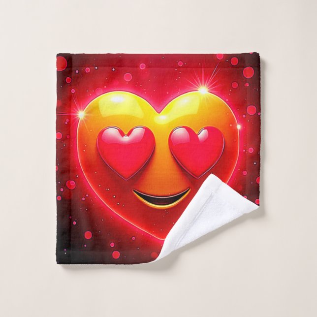 Glowing Heart Eyes Emotion Badhandtuch Set (Waschlappen)