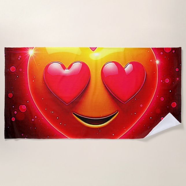 Glowing Heart Eyes Emotion Strandtuch (Vorderseite)