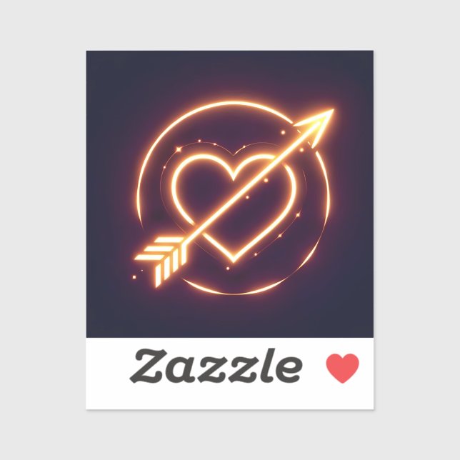 glowing image of a heart with cupid's arrow aufkleber (Blatt)