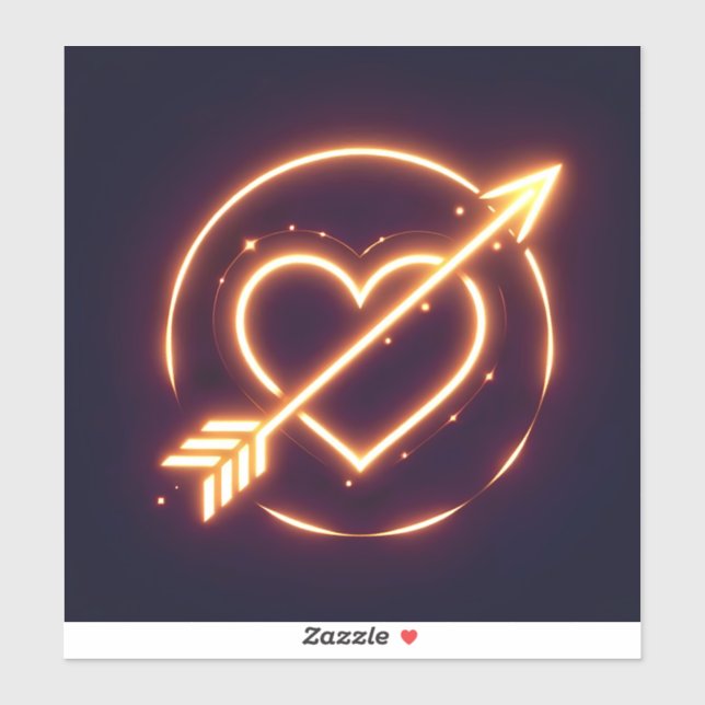 glowing image of a heart with cupid's arrow aufkleber (Blatt)