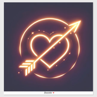 glowing image of a heart with cupid's arrow aufkleber
