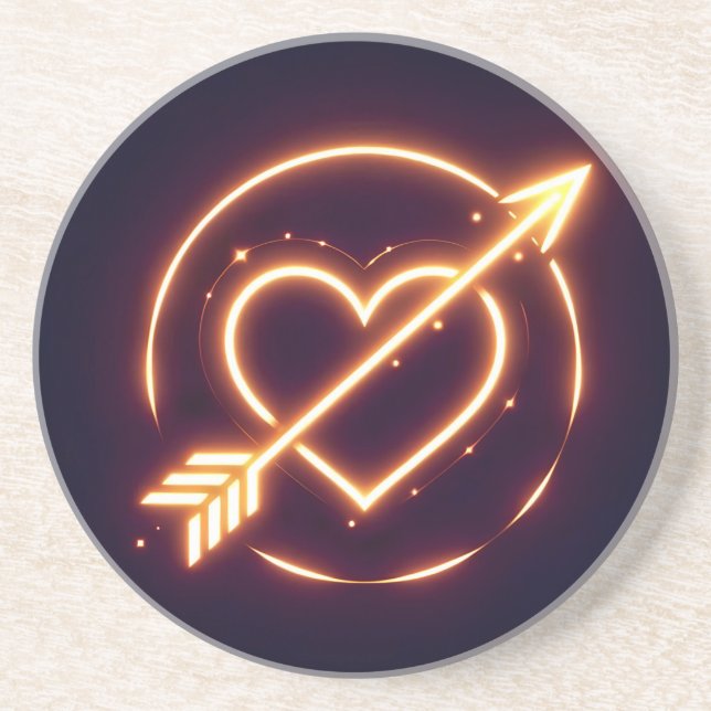 glowing image of a heart with cupid's arrow getränkeuntersetzer (Vorne)