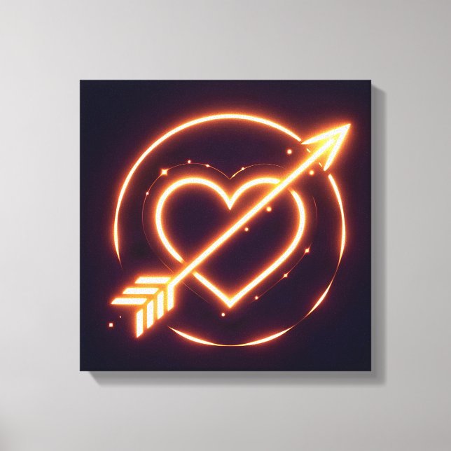 glowing image of a heart with cupid's arrow leinwanddruck (Vorderseite)