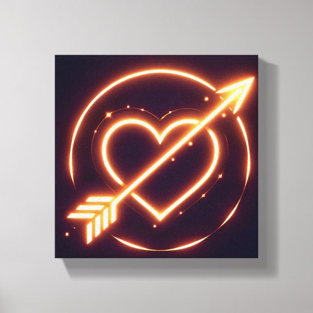 glowing image of a heart with cupid's arrow leinwanddruck (Vorderseite)
