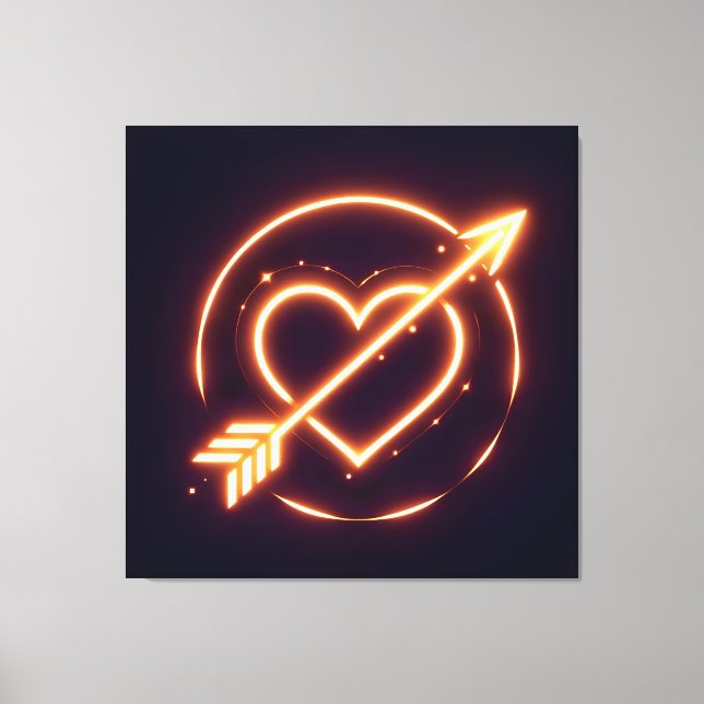 glowing image of a heart with cupid's arrow leinwanddruck (Vorderseite)