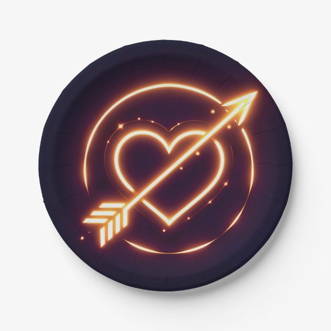 glowing image of a heart with cupid's arrow pappteller (Vorderseite)