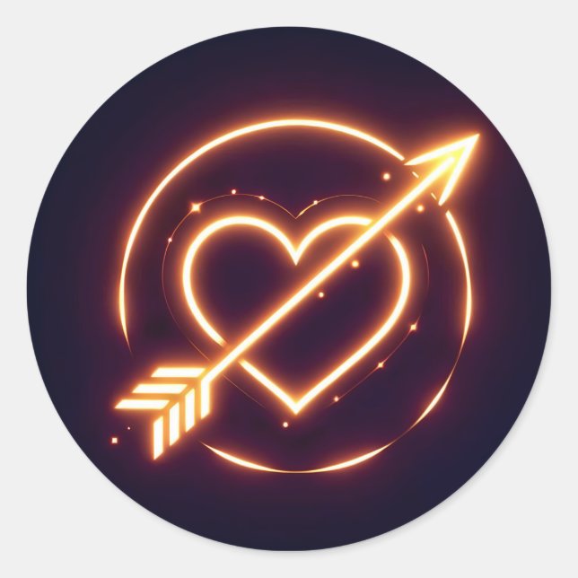 glowing image of a heart with cupid's arrow runder aufkleber (Vorderseite)