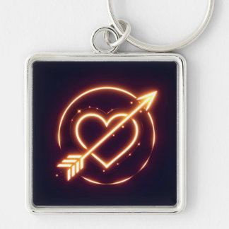 glowing image of a heart with cupid's arrow schlüsselanhänger