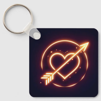 glowing image of a heart with cupid's arrow schlüsselanhänger