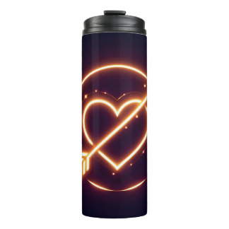 glowing image of a heart with cupid's arrow thermosbecher