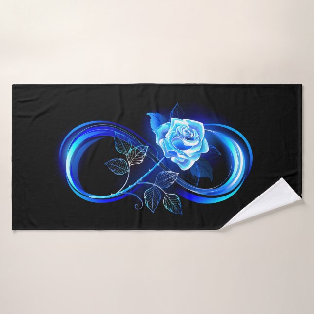 Glowing infinity with blue rose (Serviette de bain)