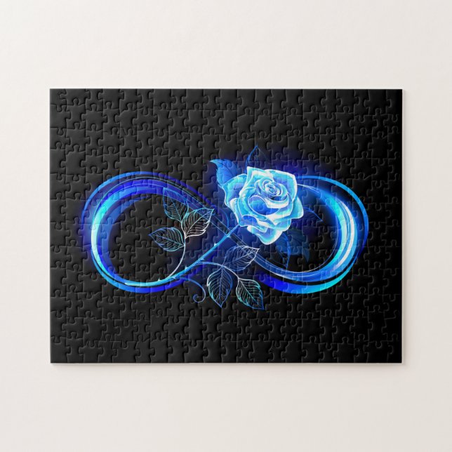 Glowing infinity with blue rose (Horizontal)