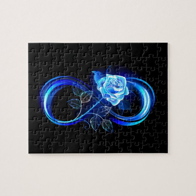 Glowing infinity with blue rose (Horizontal)