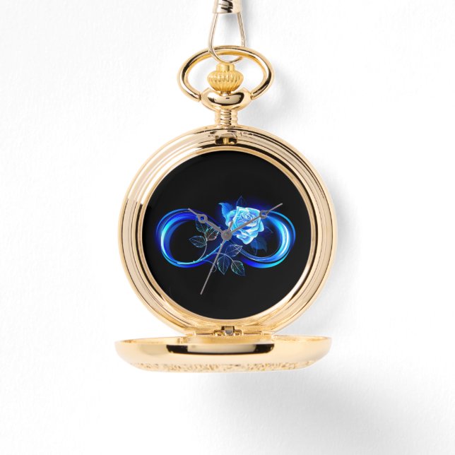 Glowing infinity with blue rose armbanduhr (Vorderseite)