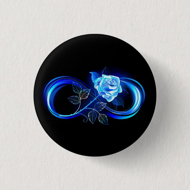 Glowing infinity with blue rose button (Vorderseite)