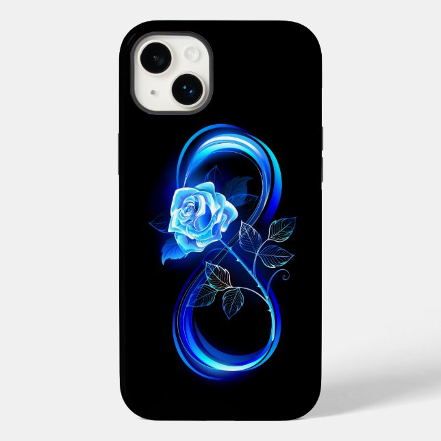 Glowing infinity with blue rose Case-Mate iPhone 14 plus hülle (Rückseite)
