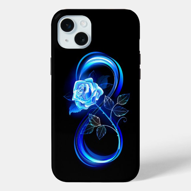 Glowing infinity with blue rose Case-Mate iPhone hülle (Rückseite)
