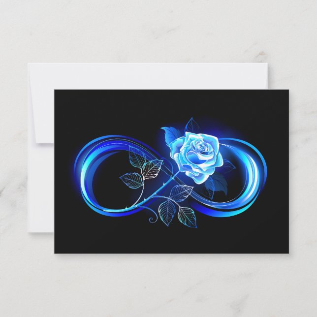 Glowing infinity with blue rose dankeskarte (Vorderseite)