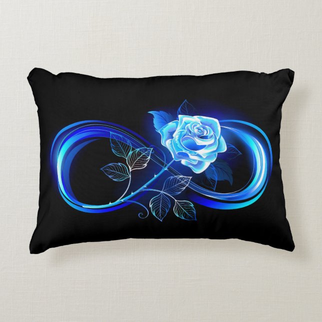 Glowing infinity with blue rose dekokissen (Vorderseite)