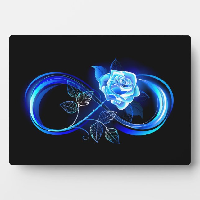 Glowing infinity with blue rose fotoplatte (Vorderseite)