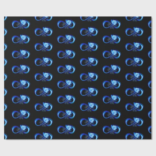Glowing infinity with blue rose geschenkpapier (Flach)