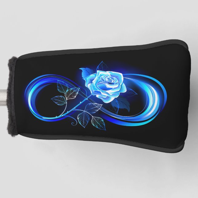 Glowing infinity with blue rose golf headcover (Vorderseite)