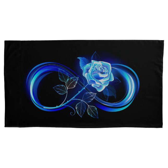 Glowing infinity with blue rose kissenbezug (Vorderseite-Links)