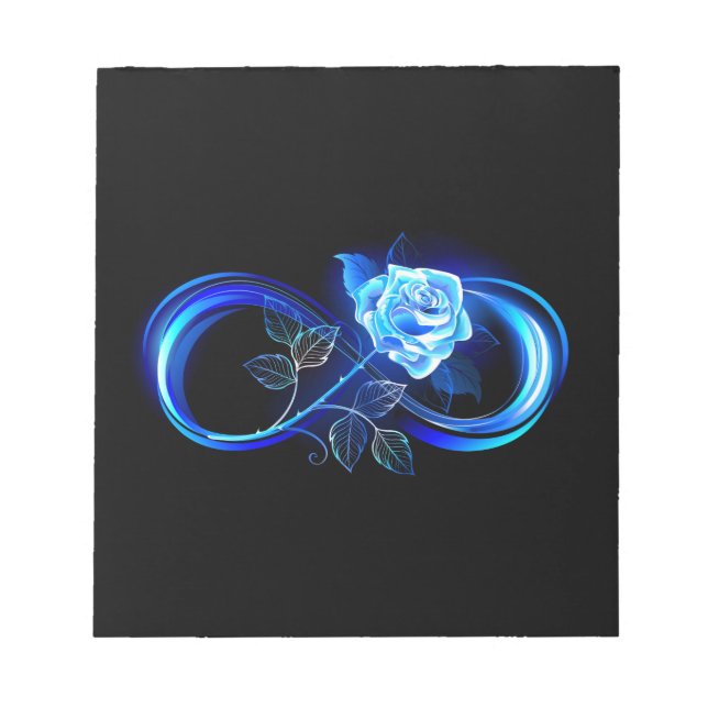 Glowing infinity with blue rose notizblock (Vorderseite)