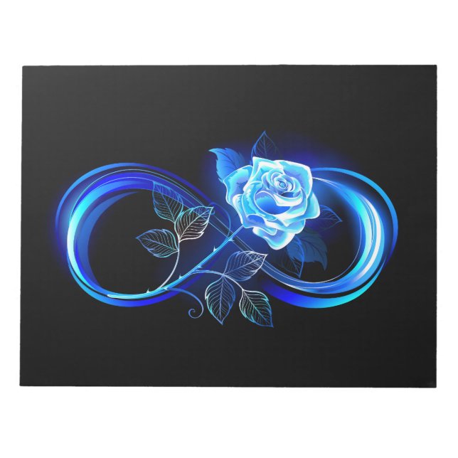 Glowing infinity with blue rose notizblock (Vorderseite)