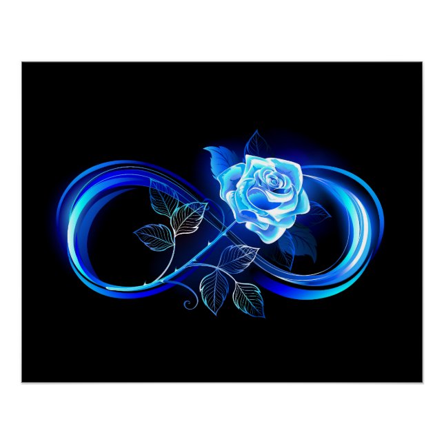 Glowing infinity with blue rose poster (Vorderseite)