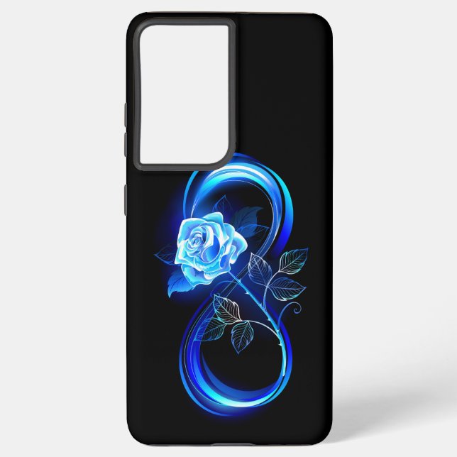 Glowing infinity with blue rose samsung galaxy hülle (Rückseite)