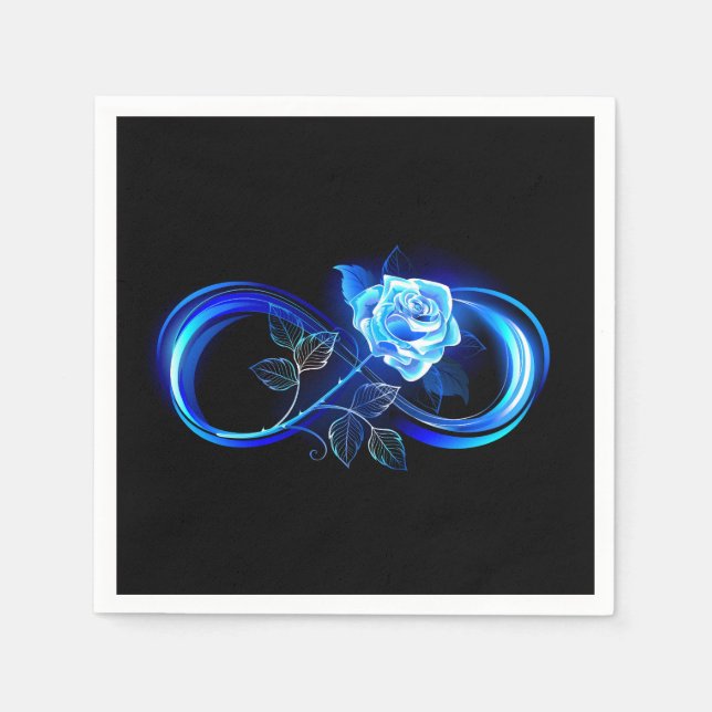 Glowing infinity with blue rose serviette (Vorderseite)