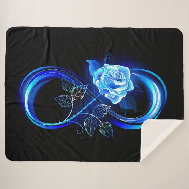 Glowing infinity with blue rose sherpadecke (Vorderseite (Horizontal))