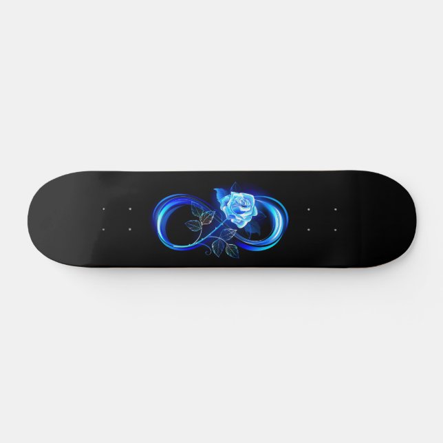 Glowing infinity with blue rose skateboard (Horizontal)