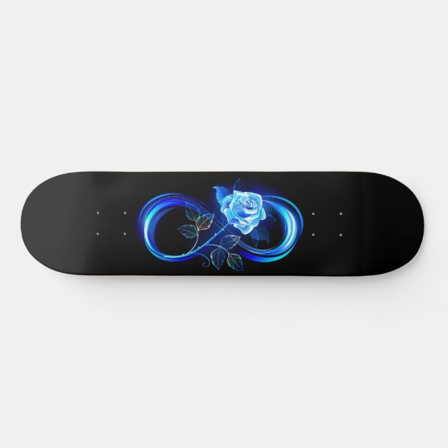 Glowing infinity with blue rose skateboard (Horizontal)
