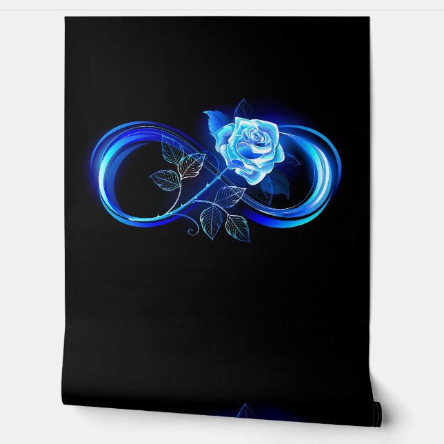 Glowing infinity with blue rose tapete (Abrollen)
