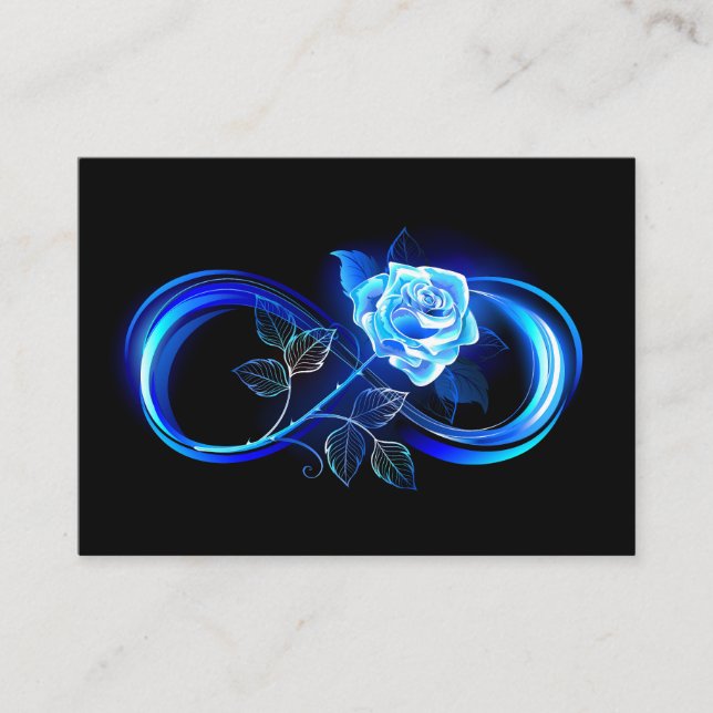 Glowing infinity with blue rose visitenkarte (Vorderseite)
