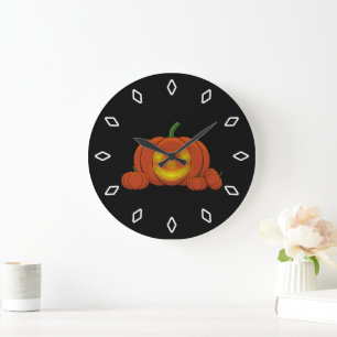 Glowing Jack-o'-Lantern Pumpkin Große Wanduhr