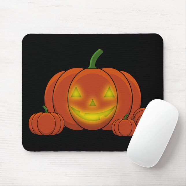 Glowing Jack-o'-Lantern Pumpkin Mousepad (Mit Mouse)