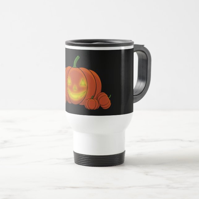 Glowing Jack-o'-Lantern Pumpkin Reisebecher (VorderseiteRechts)