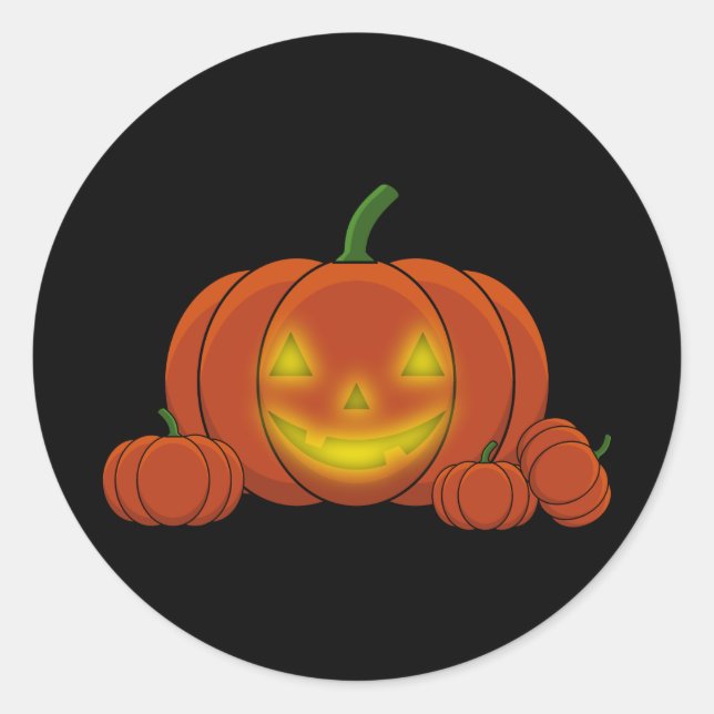 Glowing Jack-o'-Lantern Pumpkin Runder Aufkleber (Vorderseite)