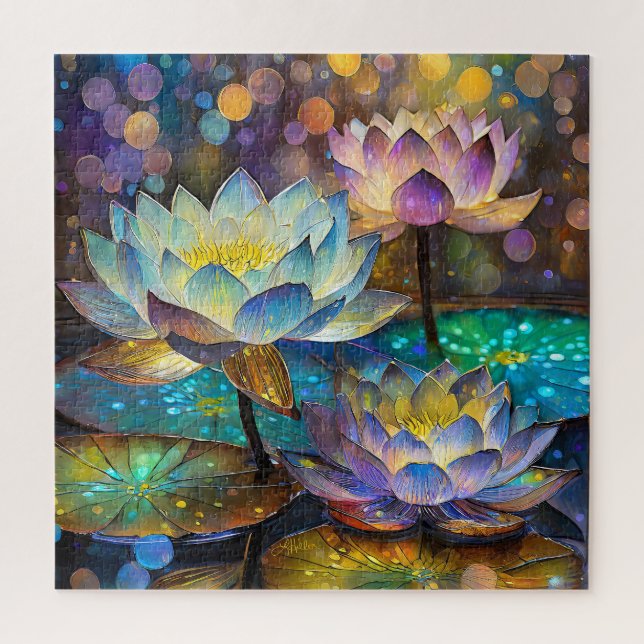 Glowing Lotus Flowers Trio (Vertikal)